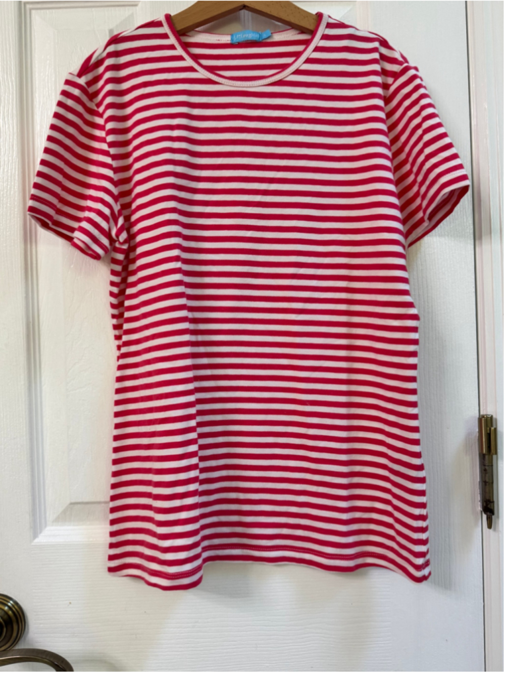 Women's J.McLaughlin Striped Short Sleeve Tee, Size S, Red and White
